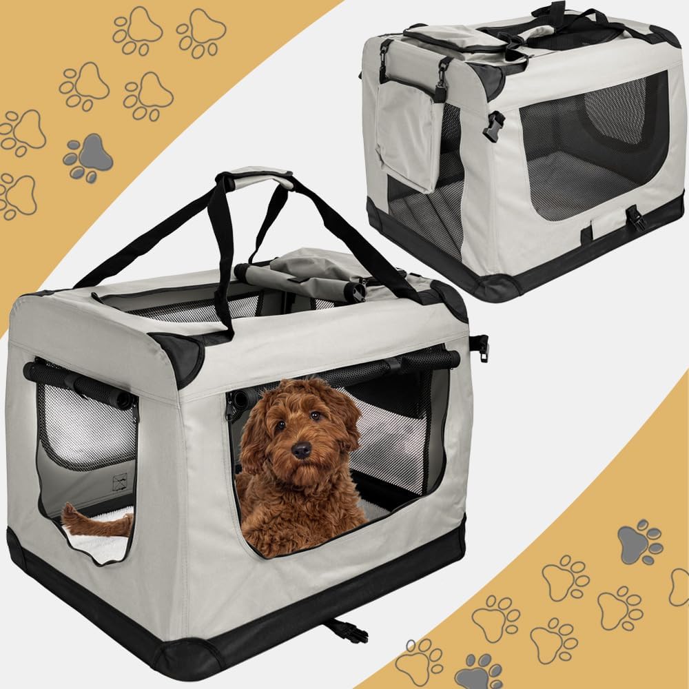 Faltbare Hundetransportbox, L 70 x B 52 x H 51 cm Creme