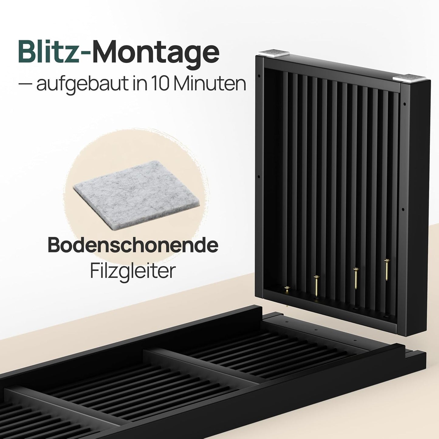 Schuhbank mit Sitzbank und Schuhablage, Schwarz Lang mit Schuhablage