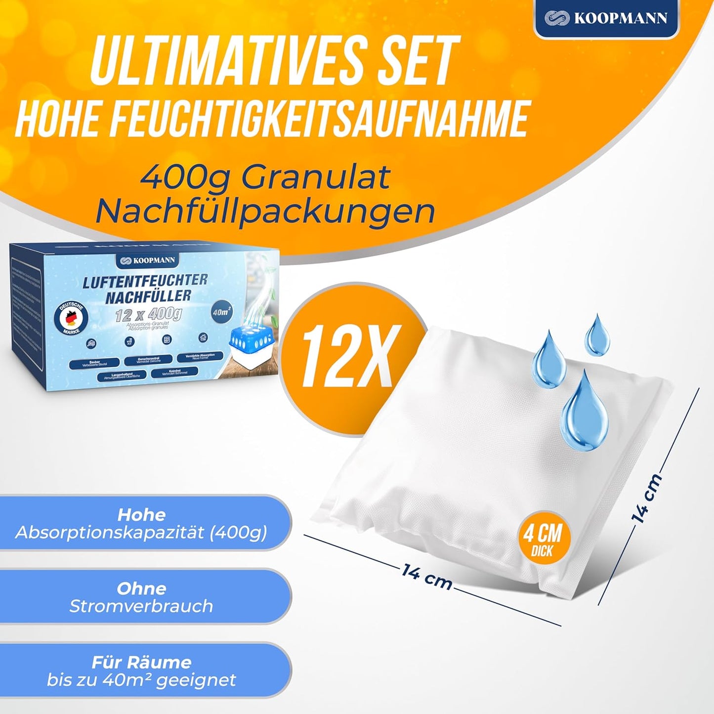 Luftentfeuchter Granulat Nachfüllpack, 12 X Granulat Nachfüllpack