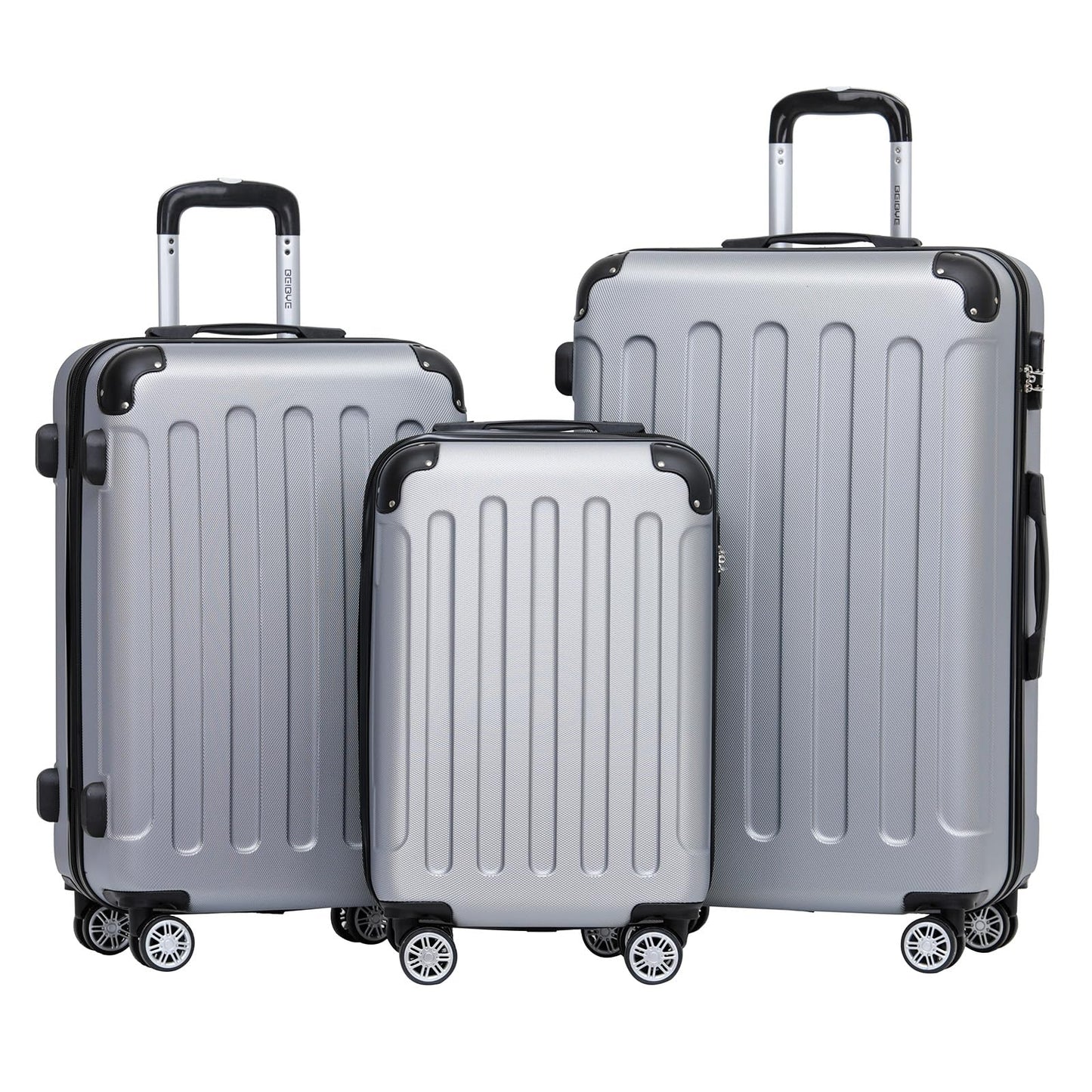 3-teiliges Reisekofferset, Silber