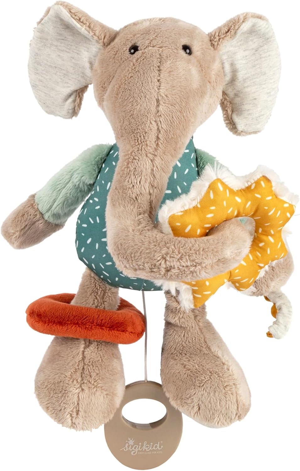 Babyaktivspielzeug Elefant Stofftier, Mint/Grau