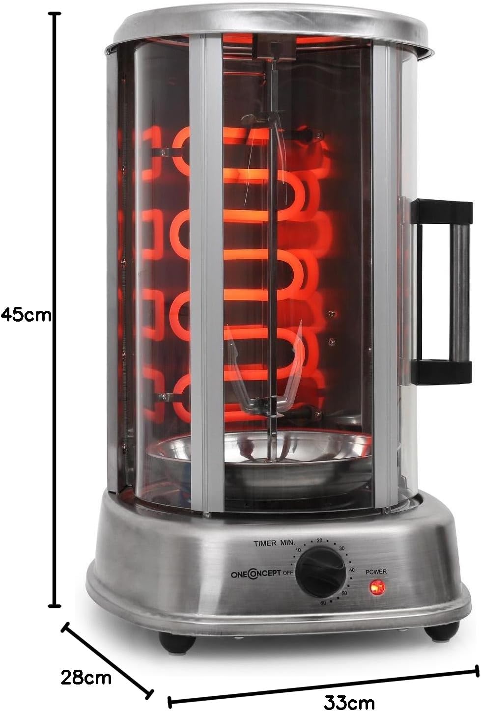 Kebap Master Dönergrill mit Glasschiebetür, Schiebetür, Silber