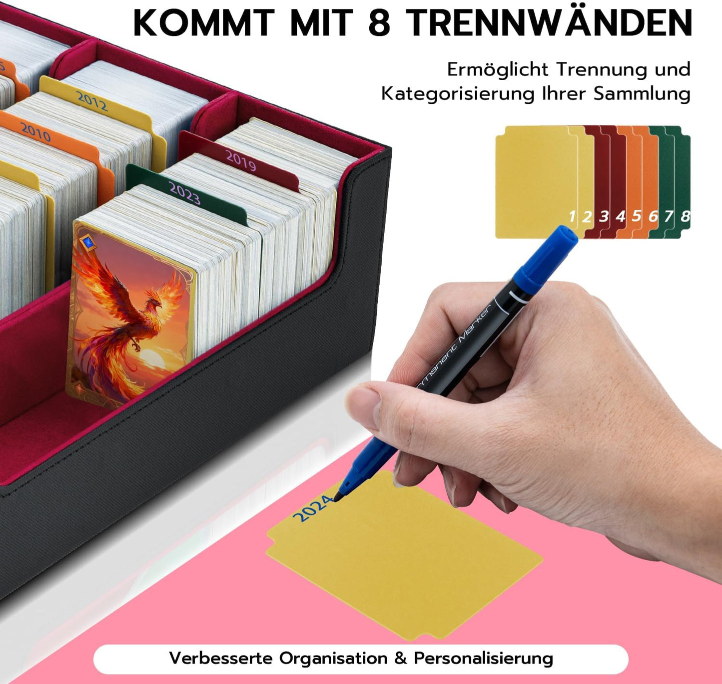 Sammelkarten Aufbewahrungsbox mit Trennwänden, 1800+red