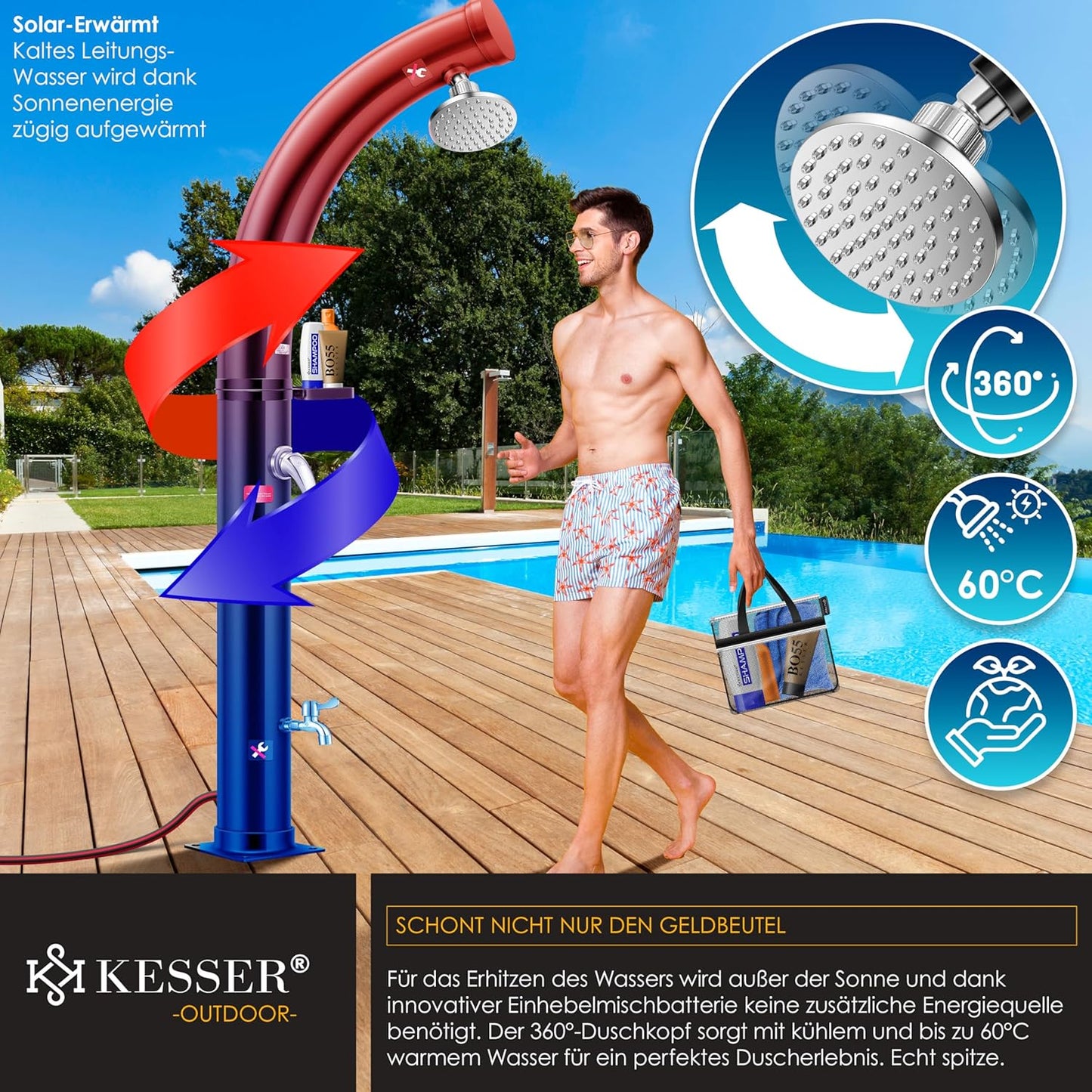 Solar Gartendusche, 35 Liter ; Schwarz