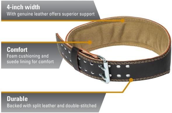 Gepolsterter Gewichthebergürtel für Krafttraining, S Schwarz