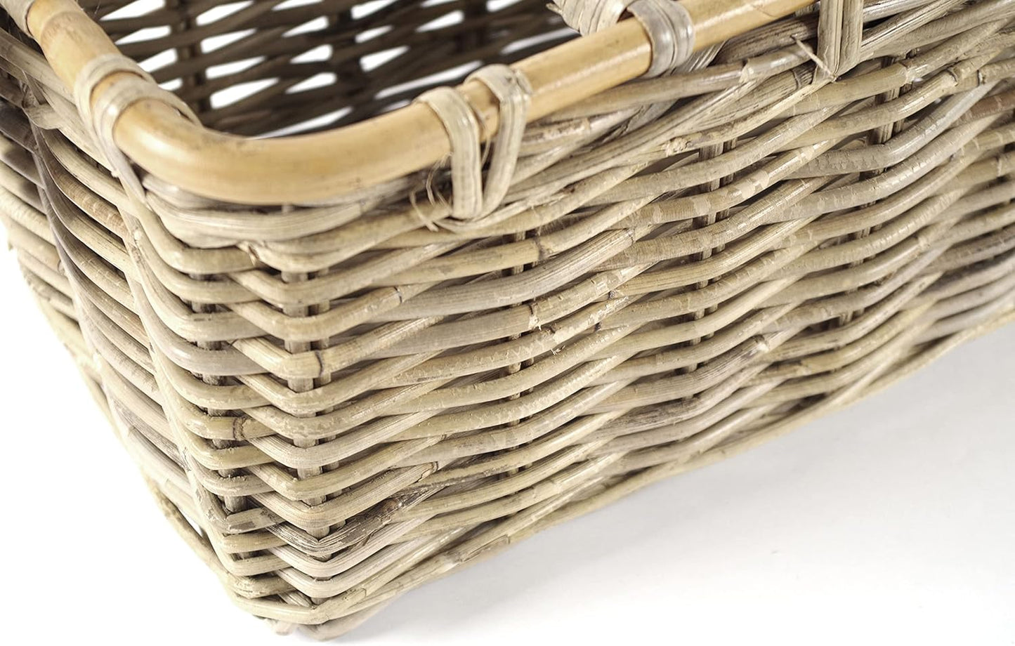 Flaschenkorb für 6 Flaschen aus Rattan, Grau