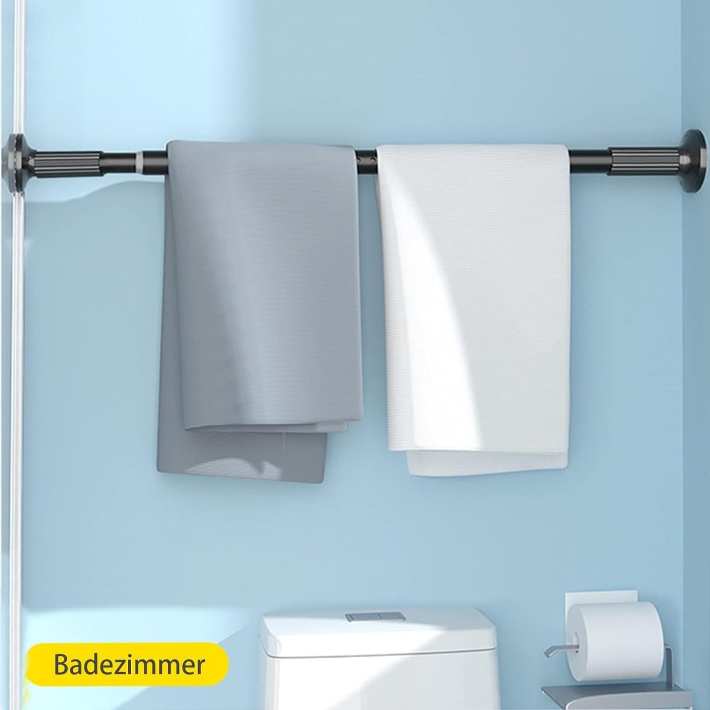 Teleskopstange für Duschvorhang, 50-80cm Schwarz