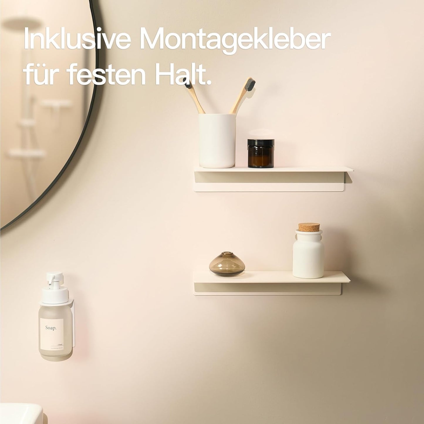 Selbstklebendes Wandregal-Set, Weiss 30 cm Doppelpack