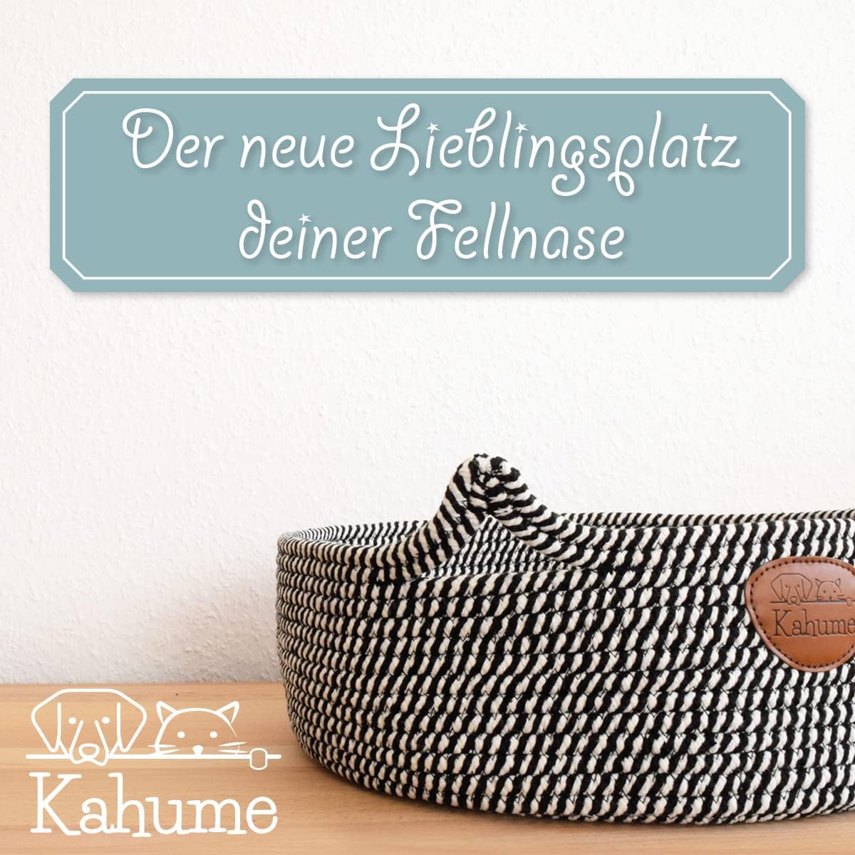 Waschbares Katzenbett aus Baumwollseilen, Schwarz-weiß