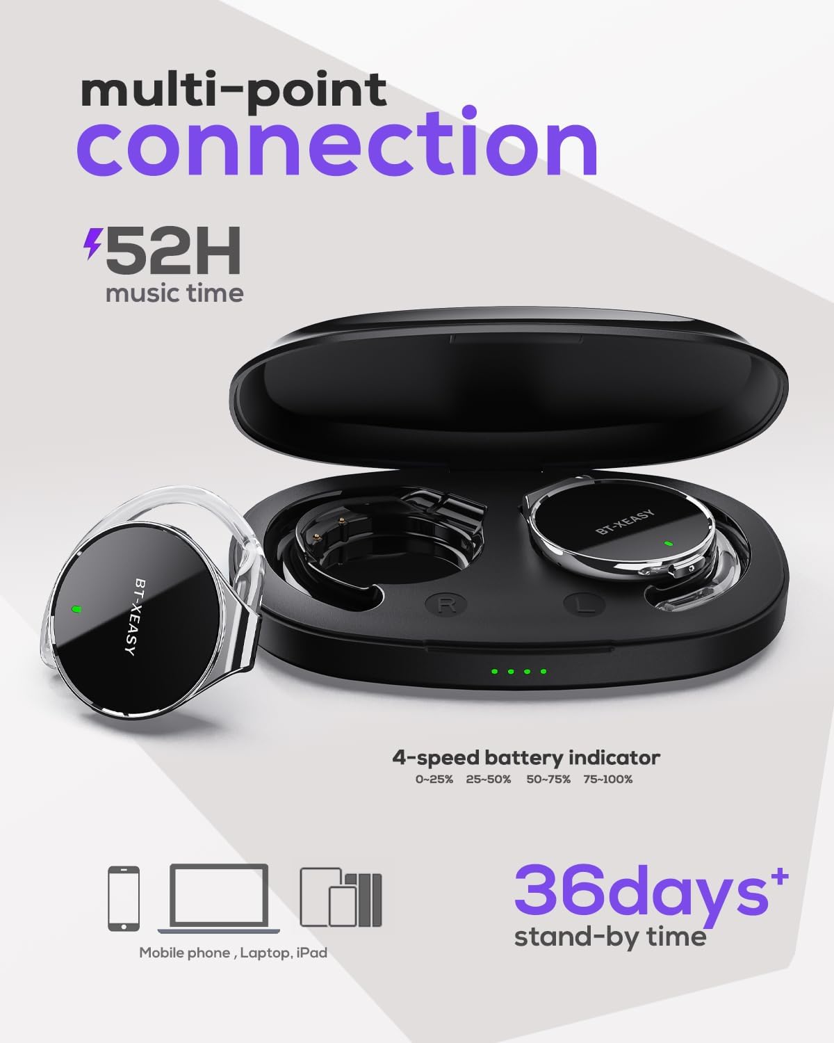 On Ear Kopfhörer Bluetooth mit Geräuschunterdrückung, Schwarz&silber&Black