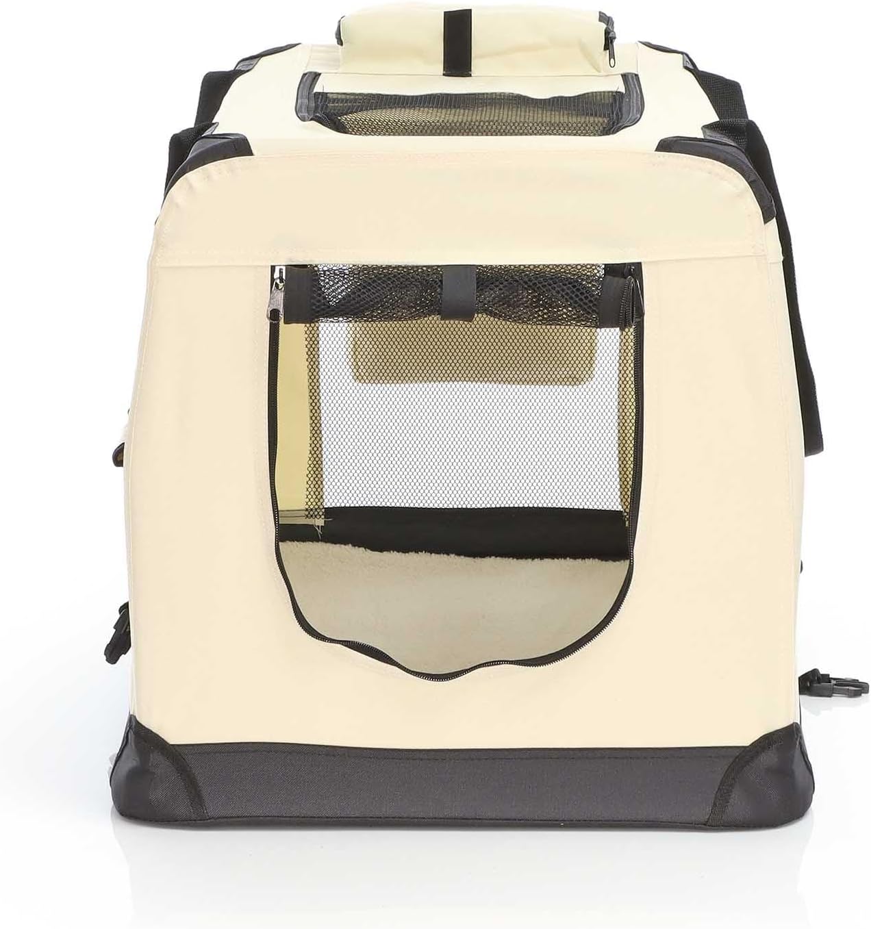 Faltbare Transportbox für Haustiere (Grösse L), 70 x 52 x 50 cm, beige