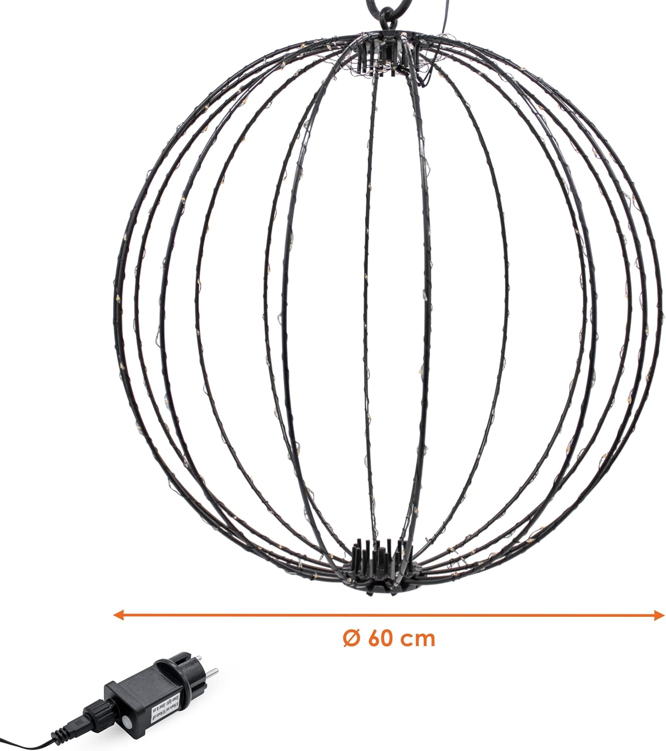 Leuchtkugel mit Timer und Stecker (60 cm), 60 cm