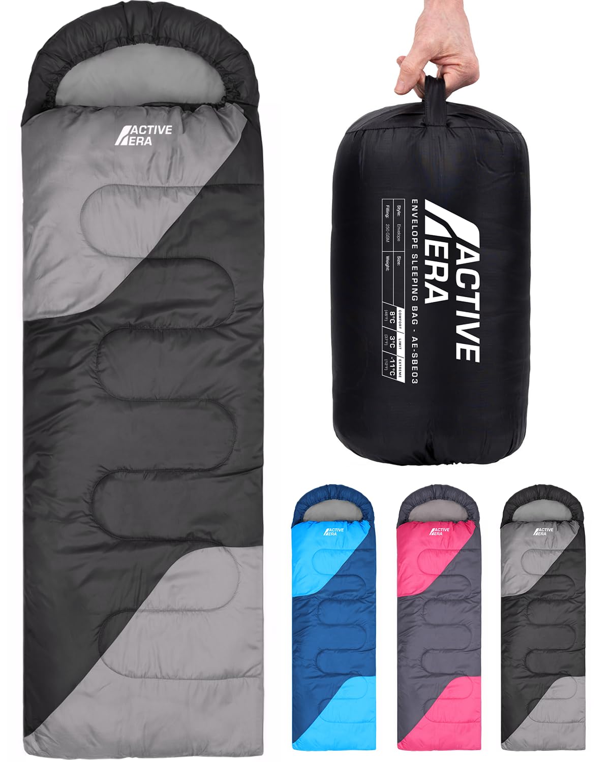 Wasserabweisender Mumienschlafsack, Schwarz