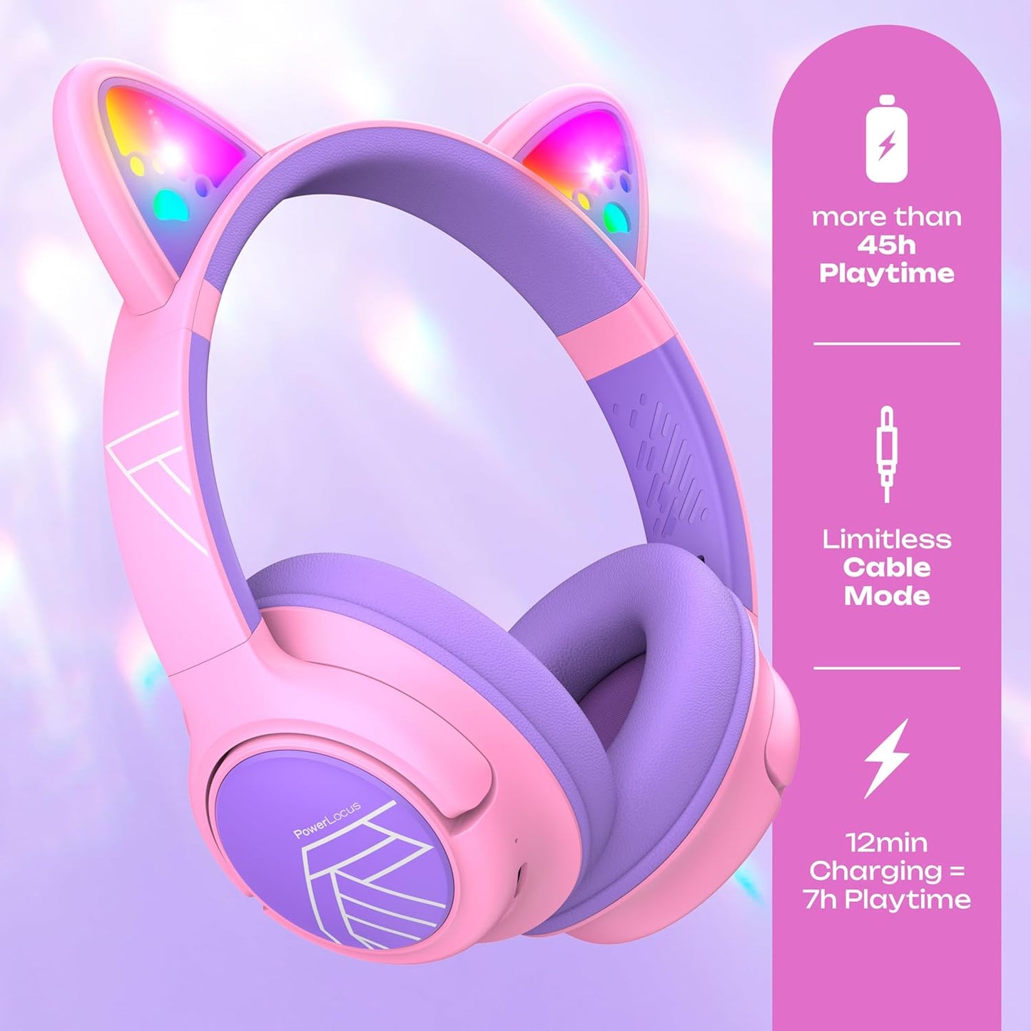 Bobo Bluetooth-Kopfhörer für Kinder, Lila/Rosa