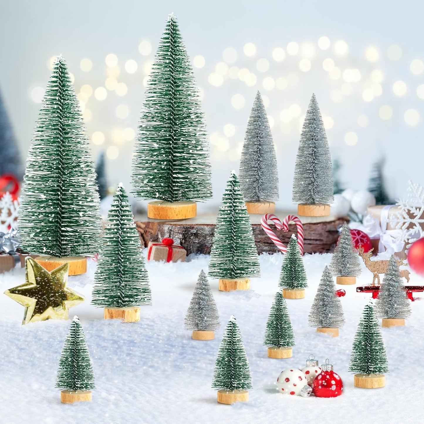 Mini-Tannenbaum, 16 Stück, Grün Silber