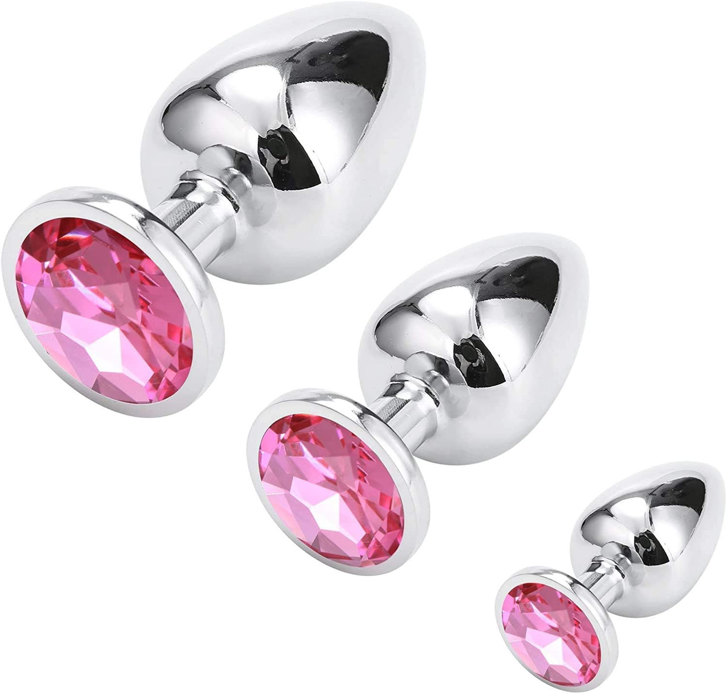 3-teiliges Analplug Set mit Kristall, Rosenrot