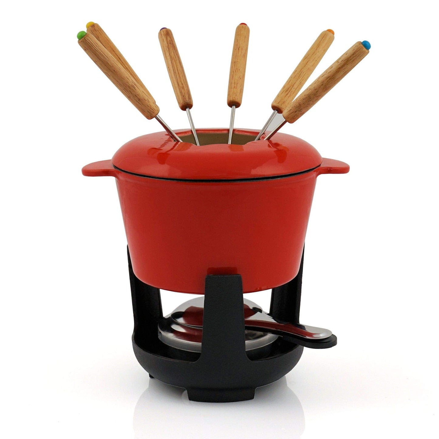 Fondue Set, Rot / Cremefarben Emailliert