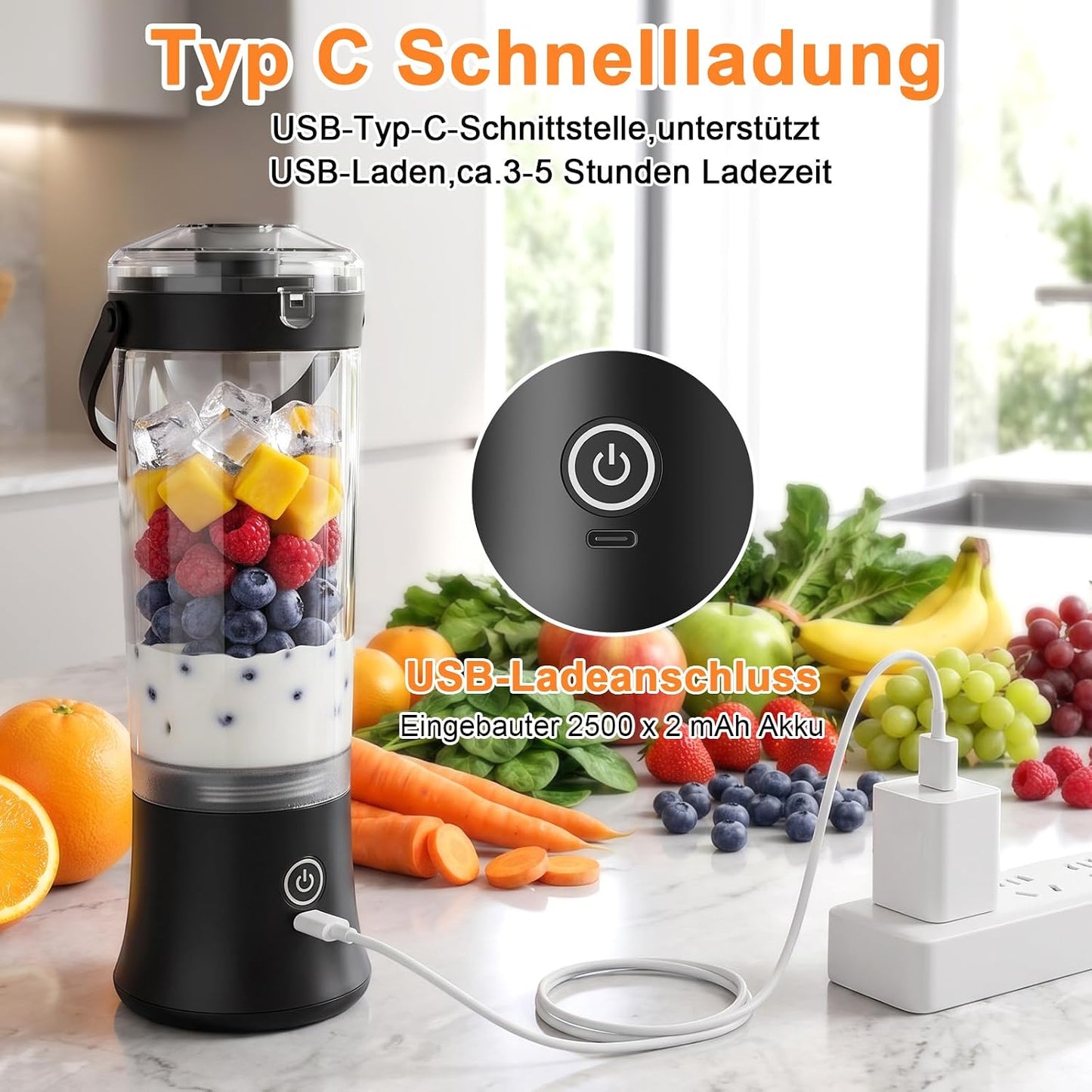 Tragbarer Mixer, Schwarz