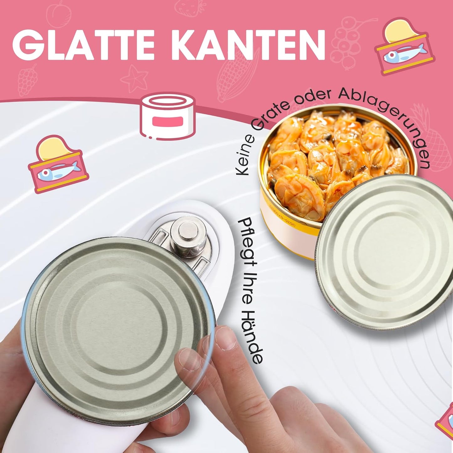 Elektrischer Dosenöffner mit Automatikfunktion, Rosa