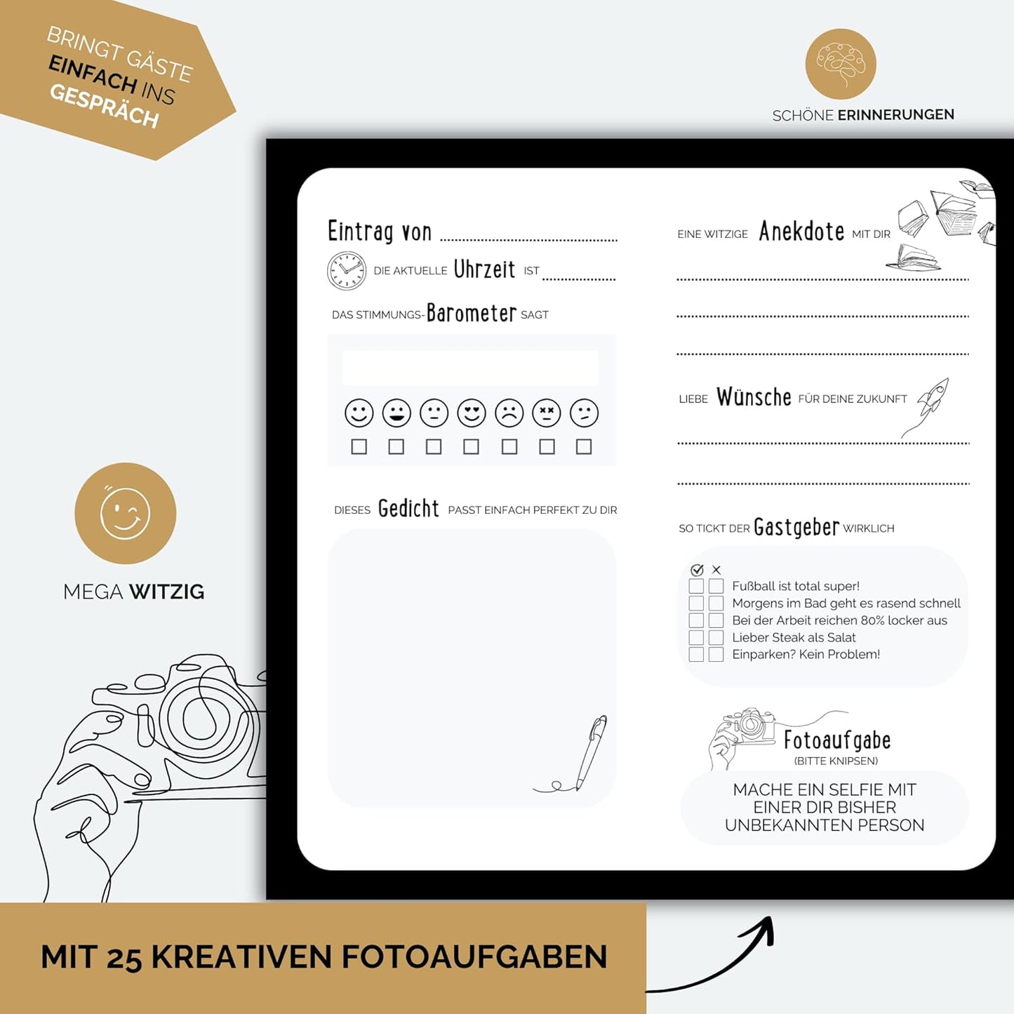 Gästebuch mit Fragen, Party