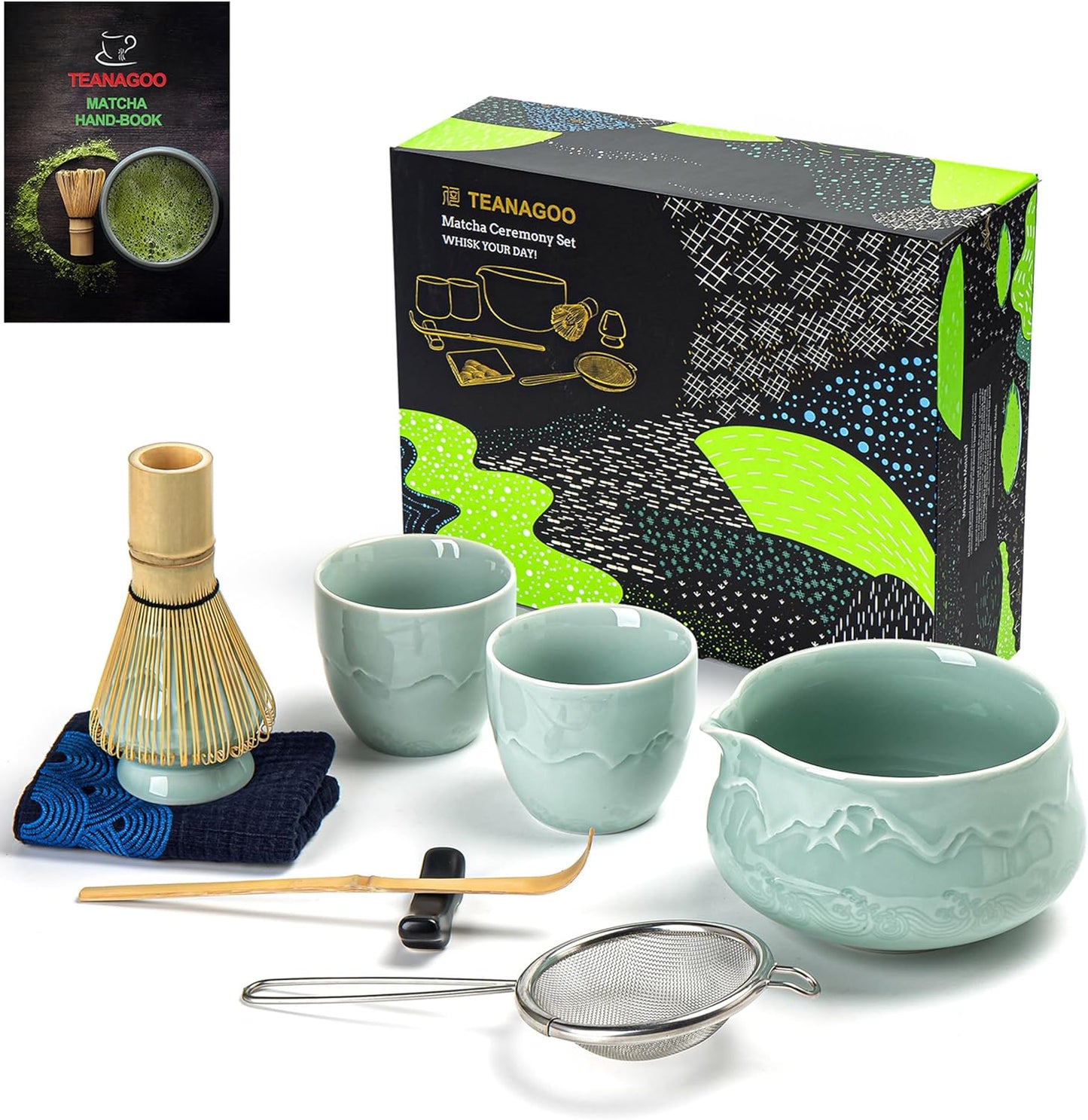 9-teiliges Matcha Teeset, 9Stück/Set, Schüssel-Set + 2 Tassen Celadon Blau++