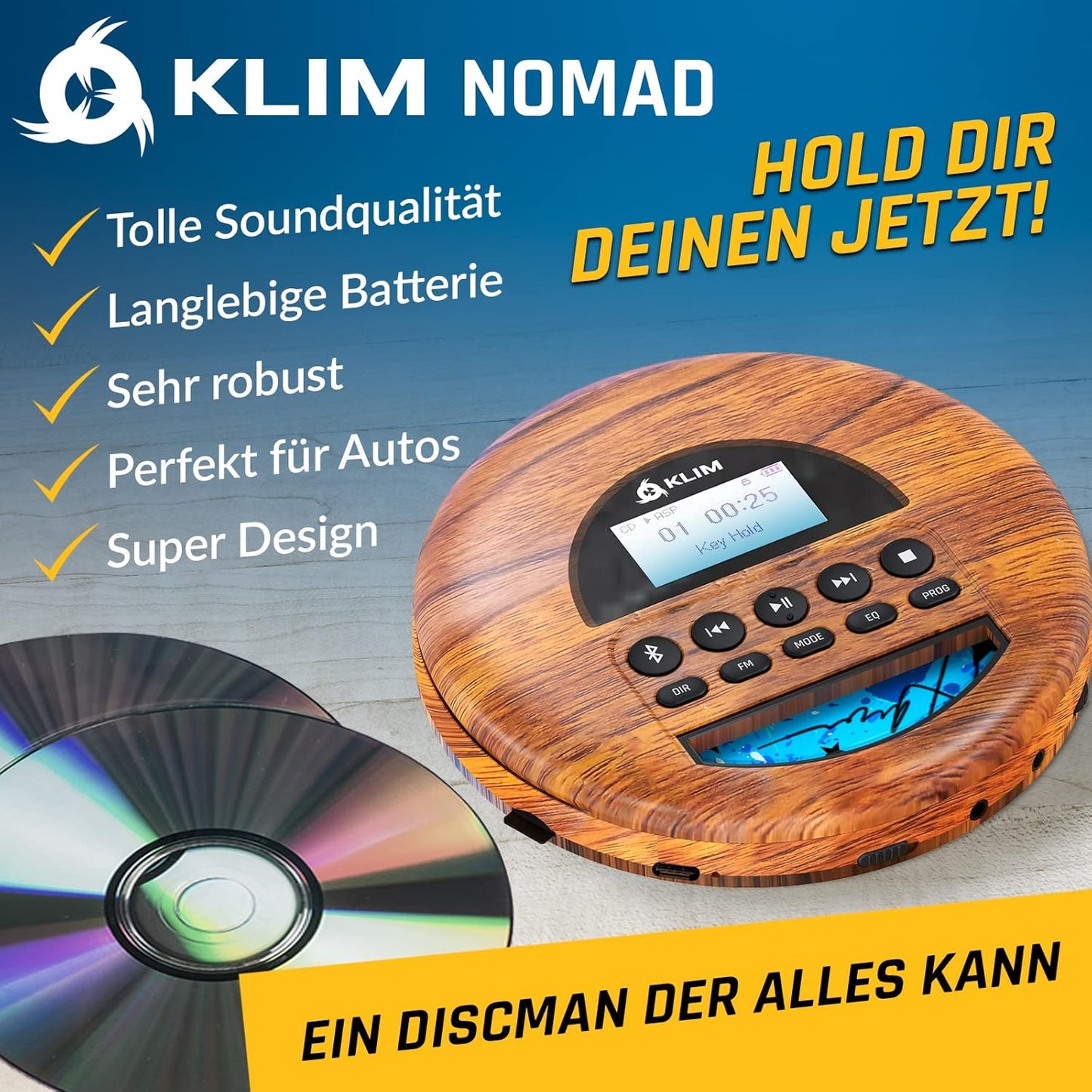 Tragbarer CD-Player mit Bluetooth, New