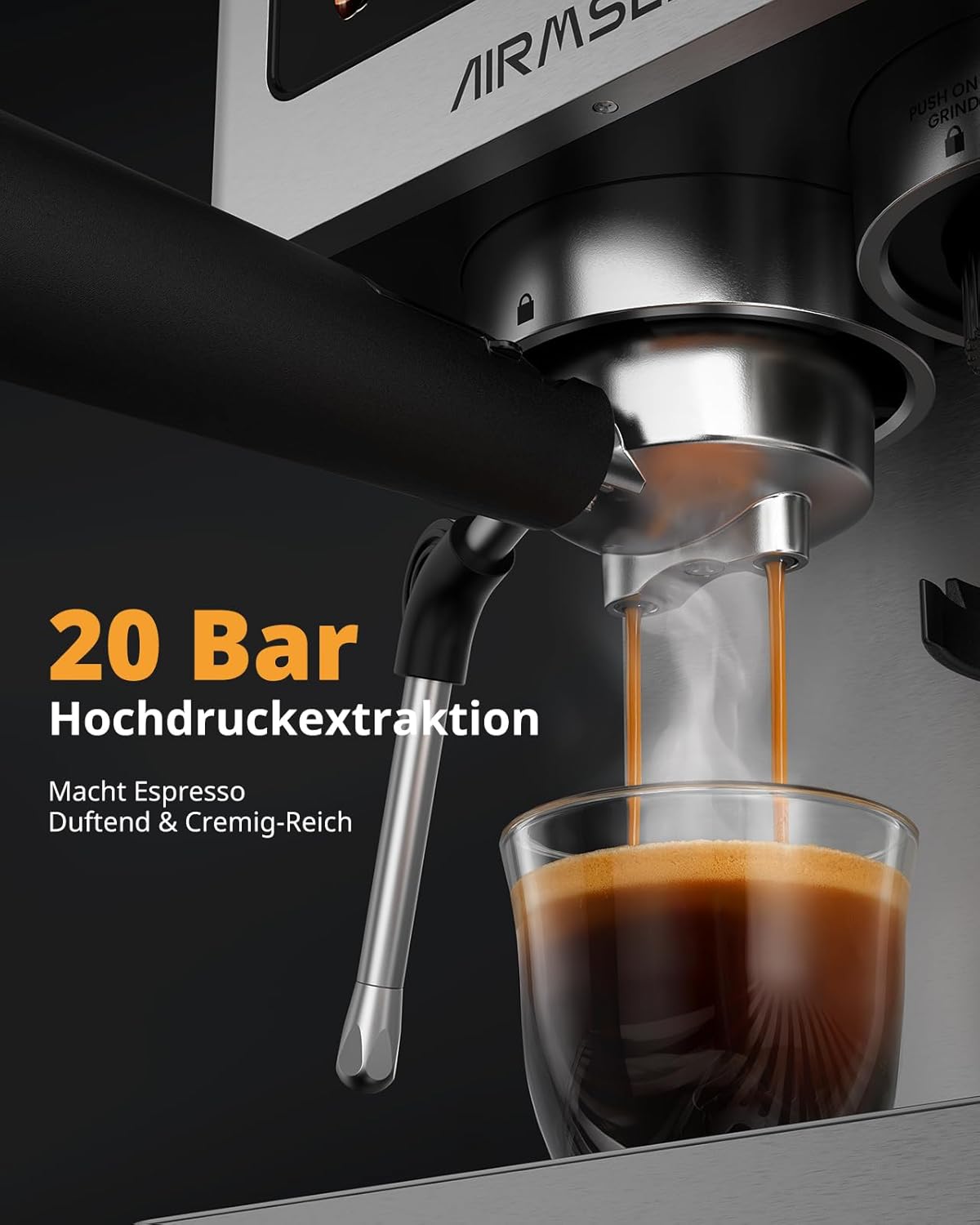 Siebträgermaschine EUBCM2316 mit Kegelmahlwerk & Milchschäumer
