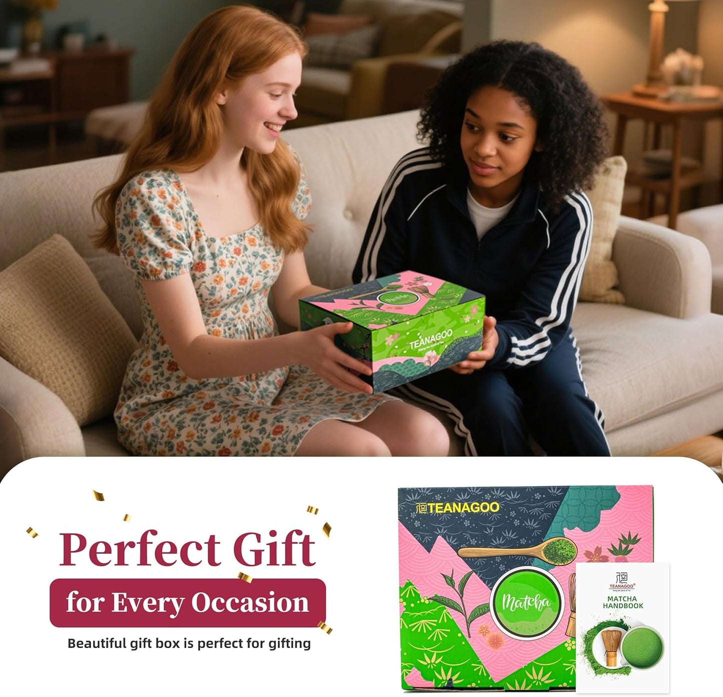 7-teiliges Matcha-Zeremonie-Set, 7Stück/Set, Schüssel mit Ausgießer Blau Grün