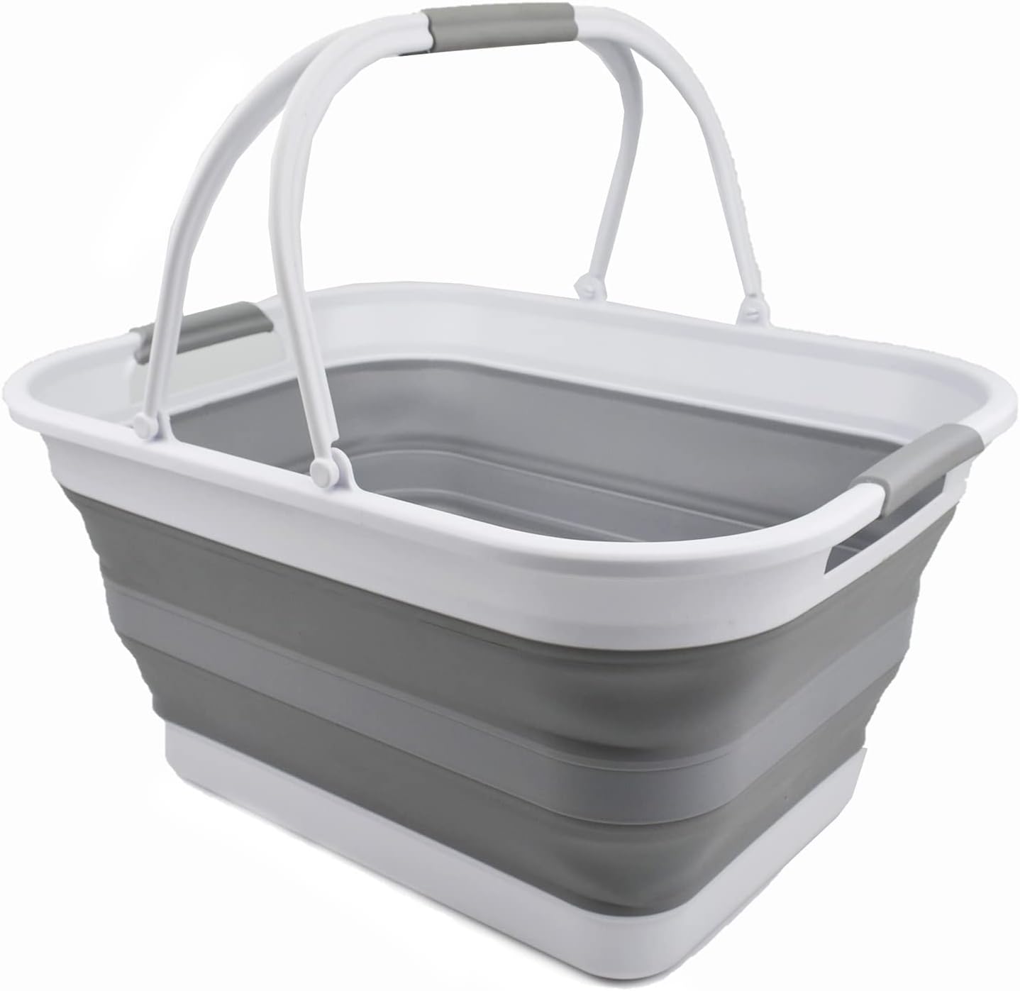 Zusammenklappbare Wanne mit Griff, Weiß/Grau