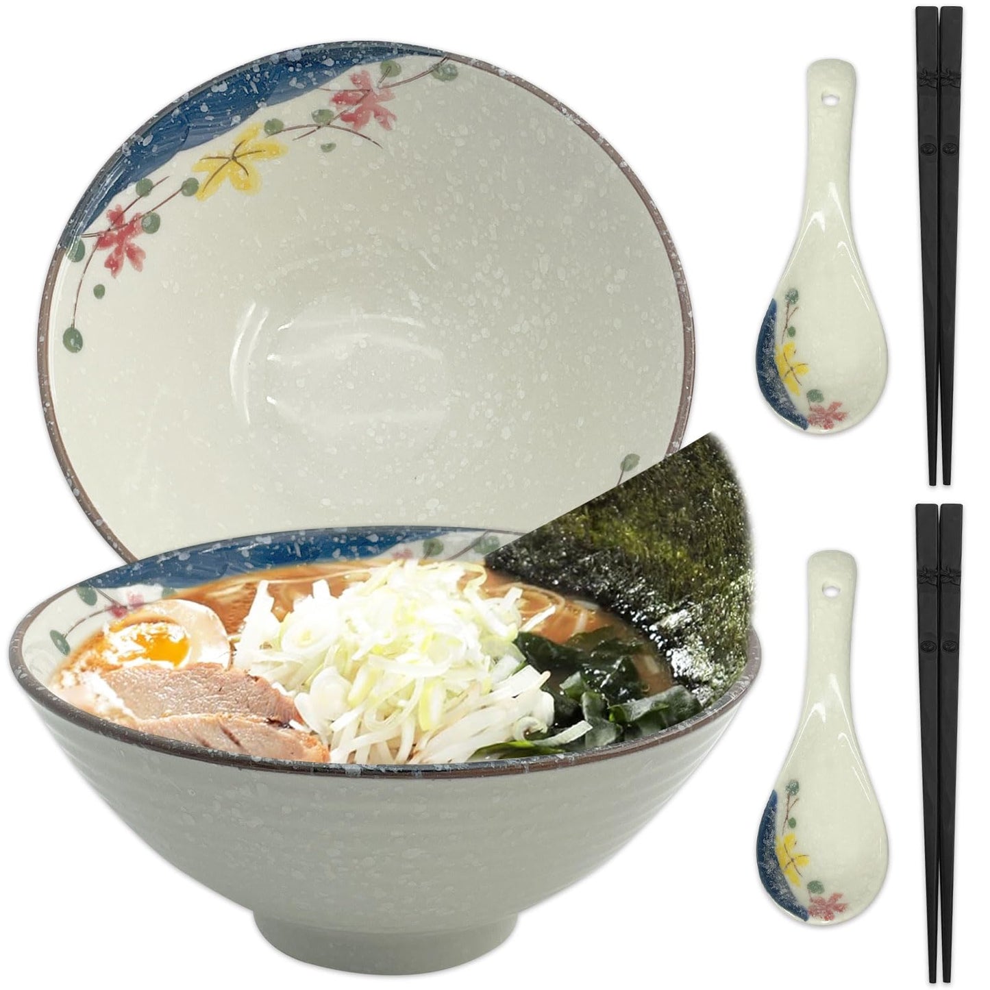 Ramen Bowl Set aus Keramik (2 x 1200ml), Qingcai.