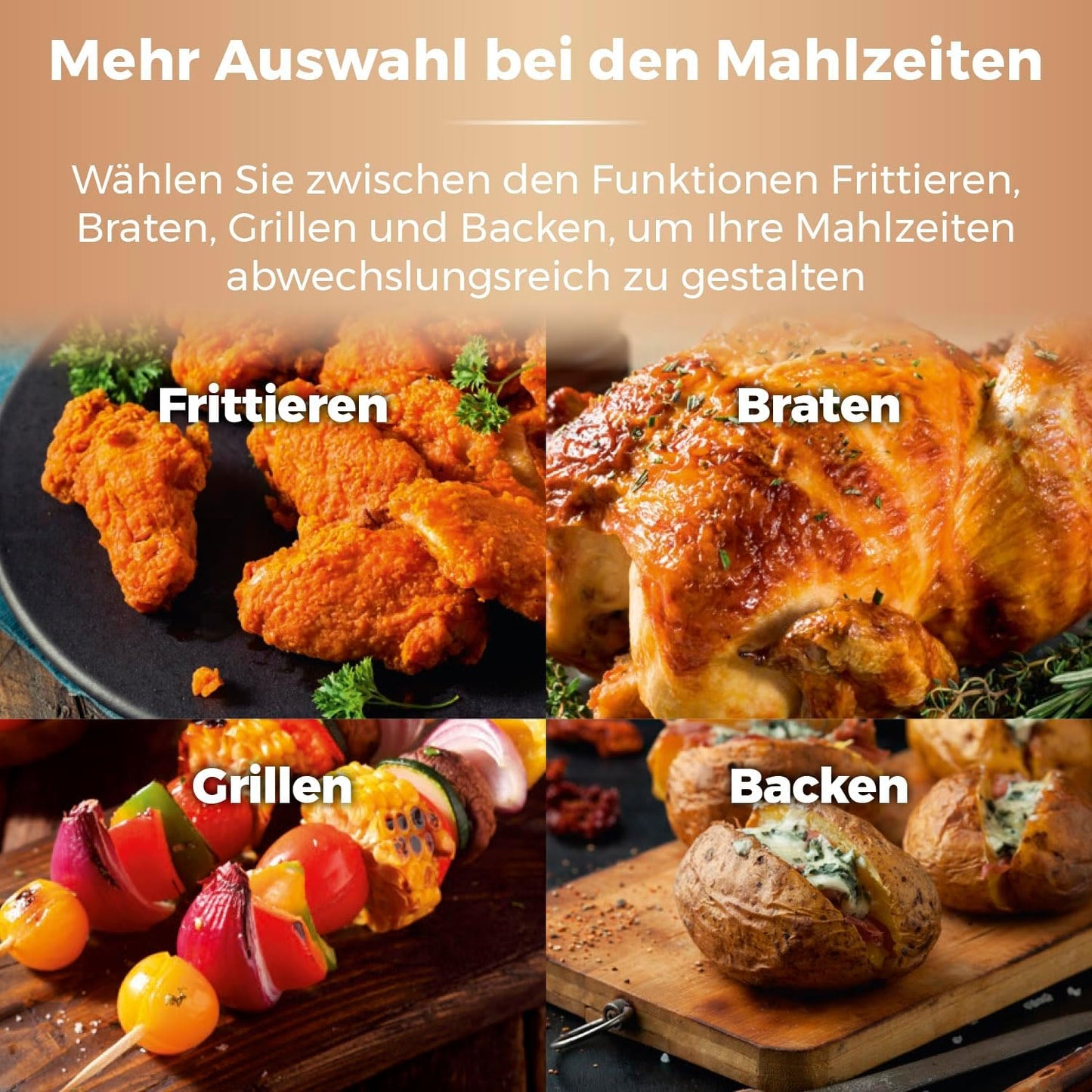 T17021RG Heissluftfritteuse, 4,3 l Heissluftfritteuse Roségold