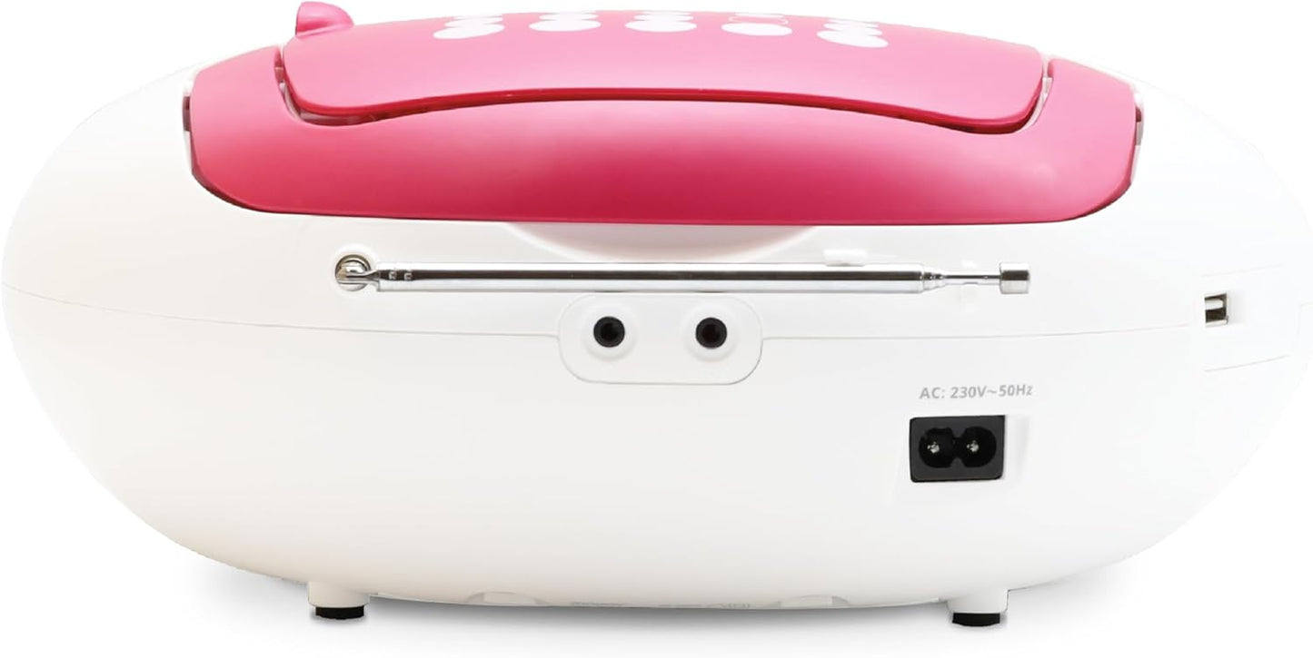 Tragbarer CD-Player für Kinder, Pink & White