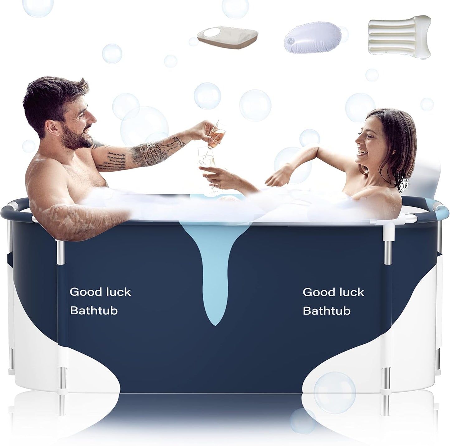 Faltbare Badewanne (140cm), Milch Stil mit Metallrahmen