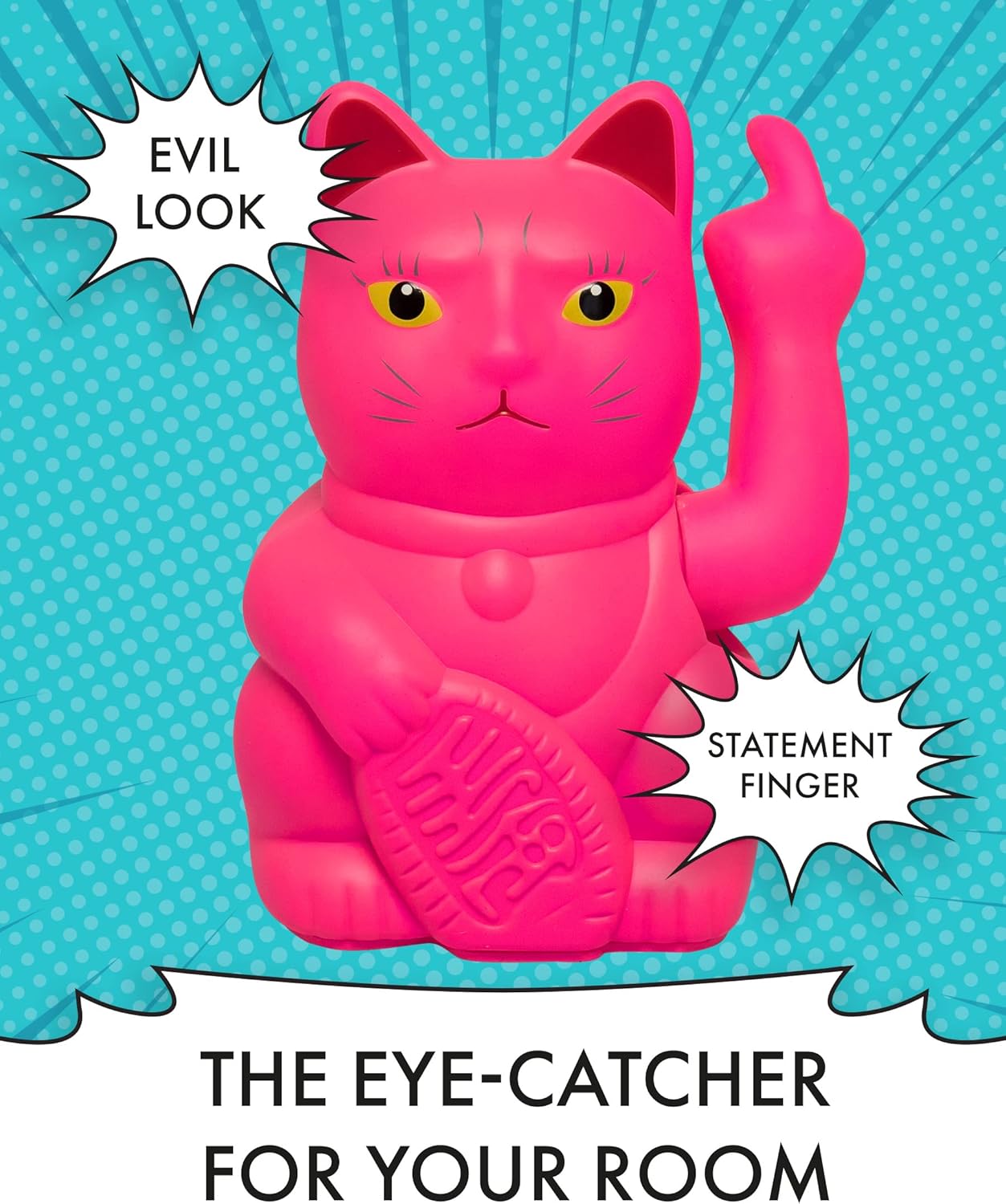 Winkekatze mit Mittelfinger, Neon Pink