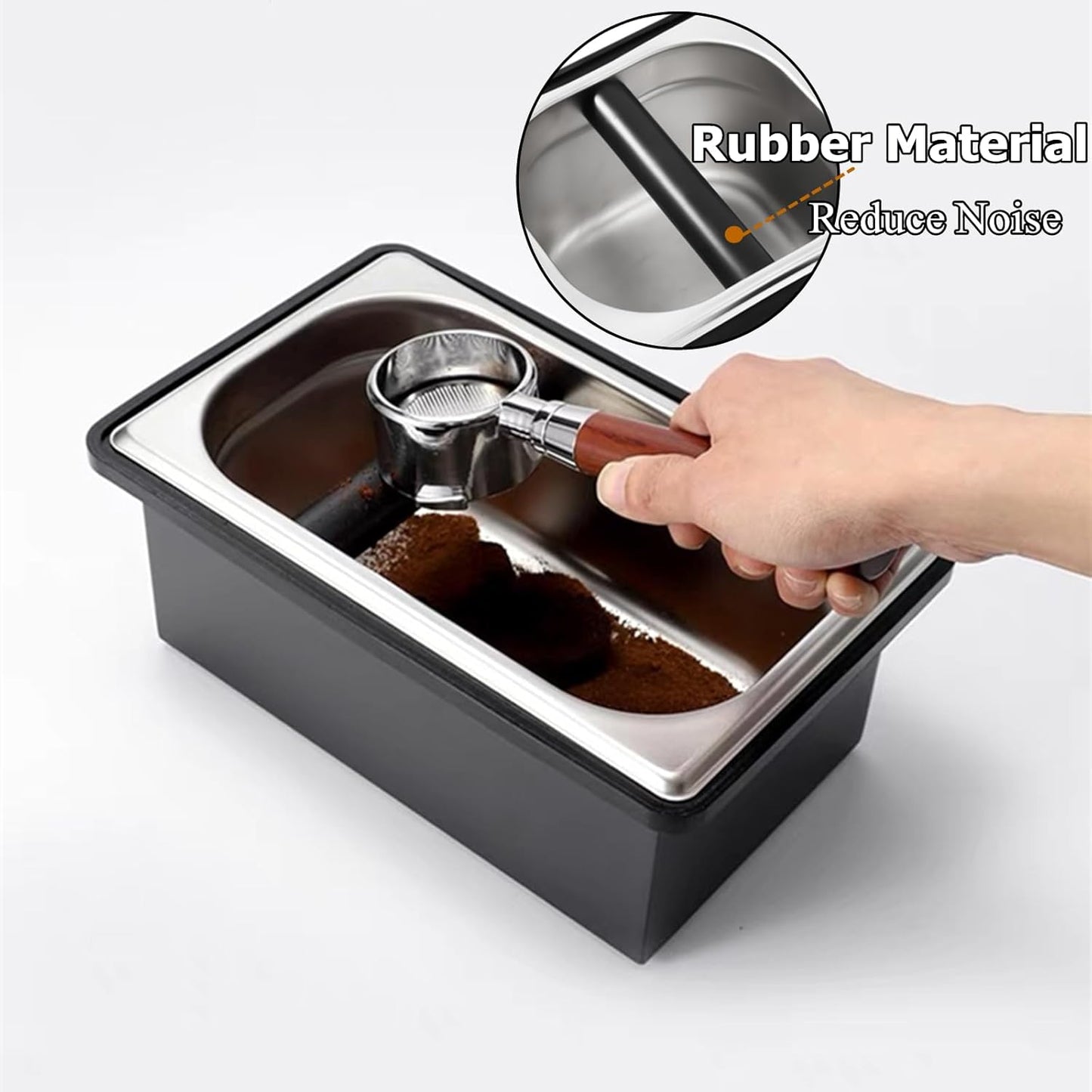 Espresso Abklopfbehälter mit Gummiring, Large