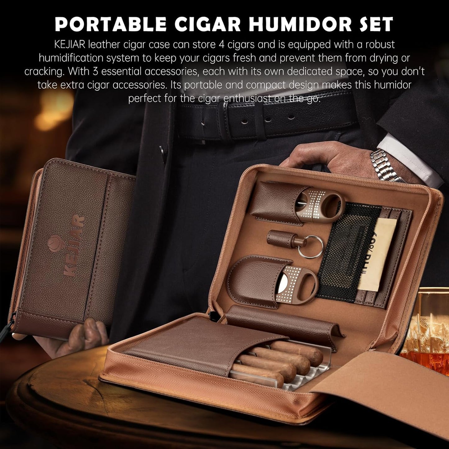 Zigarren Humidor-Etui Geschenkset, Brown