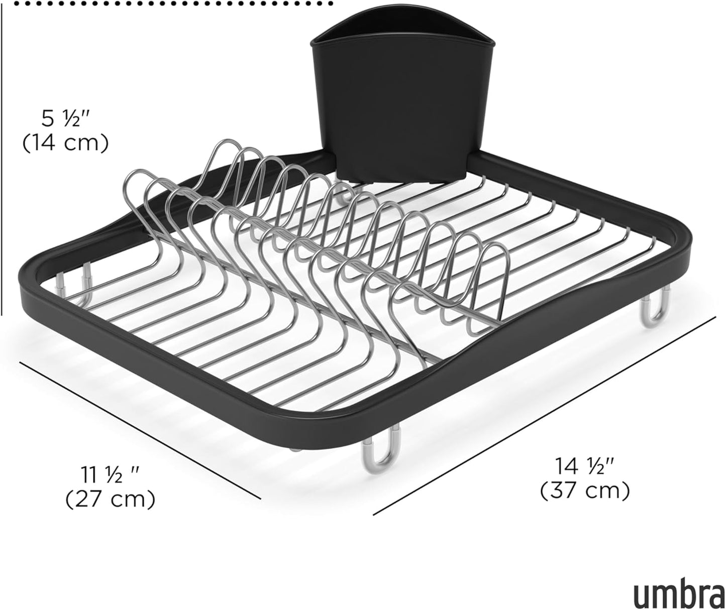 Sinkin Abtropfgestell mit Besteckhalter, Schwarz/Nickel Mittel