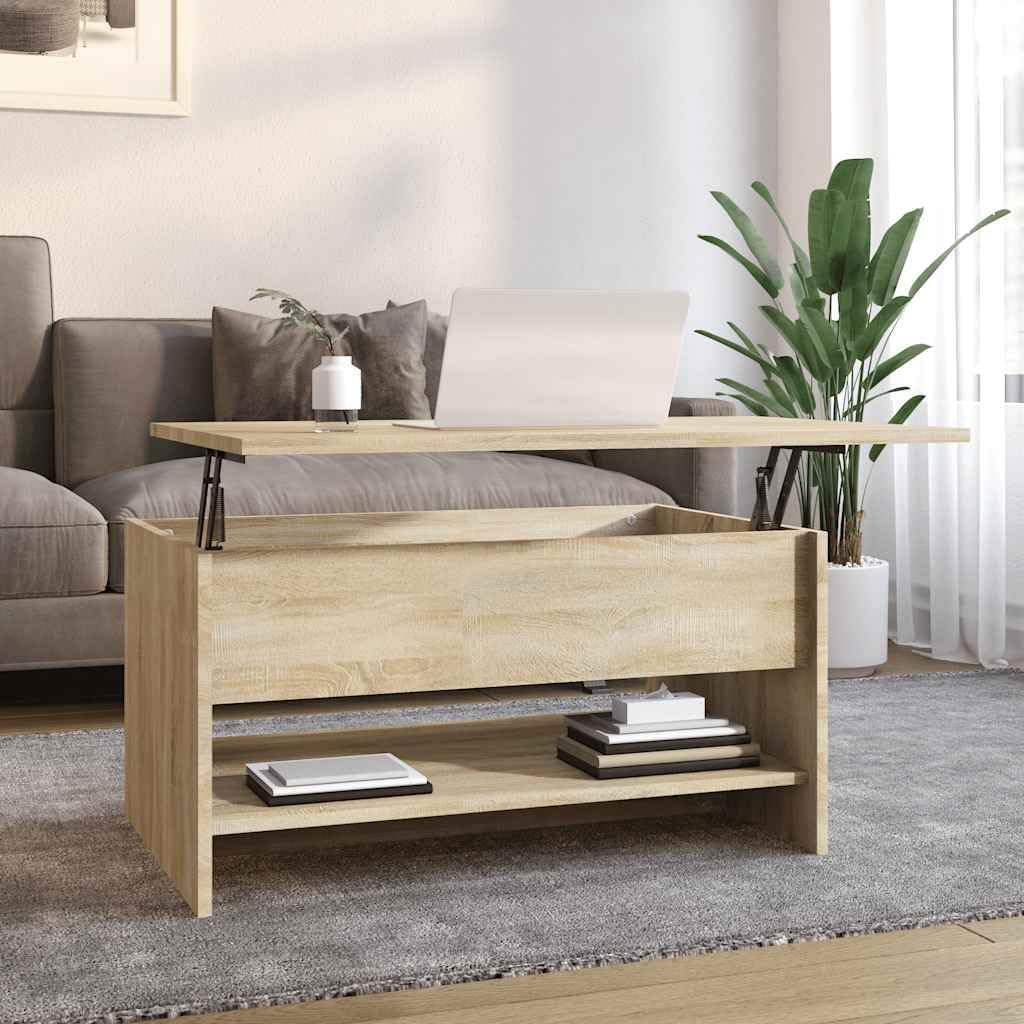 Höhenverstellbarer Couchtisch mit Stauraum, 80 x 50 x 41.5 cm Braun 1