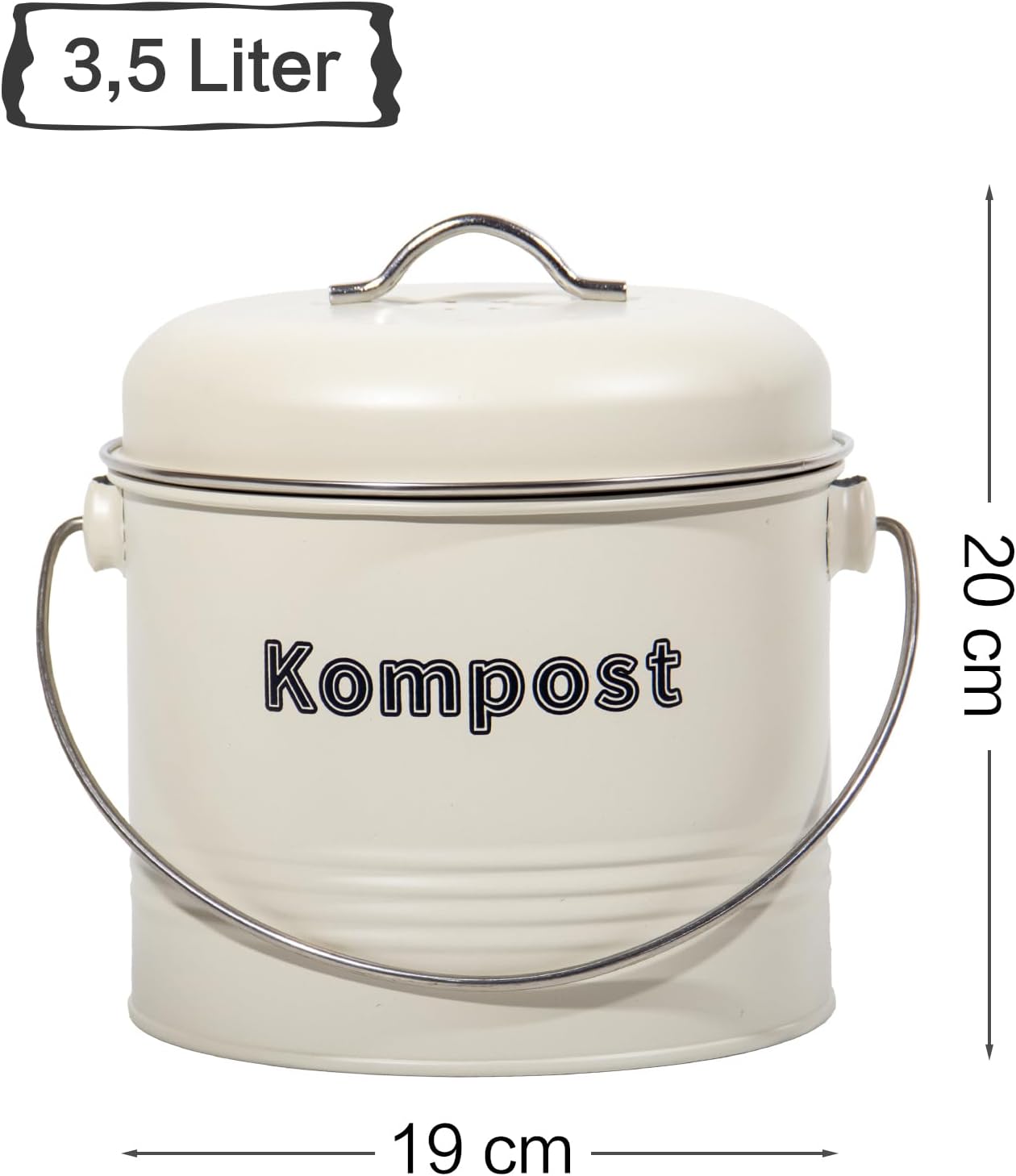 Retro Komposteimer mit Aktivkohlefilter, Beige-1