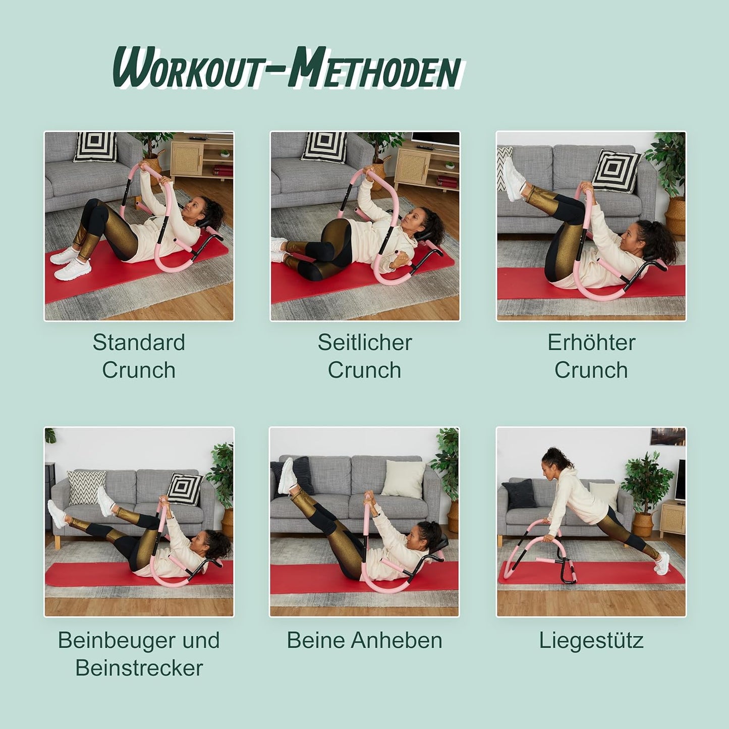 Bauchmuskeltrainer für effektives Heimtraining, rosa
