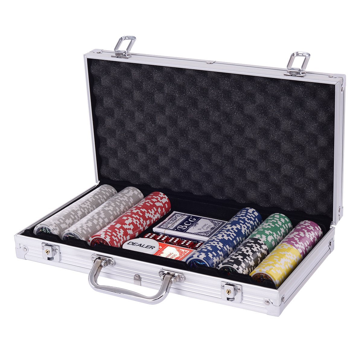 Pokerkoffer mit 300 Chips, Silber