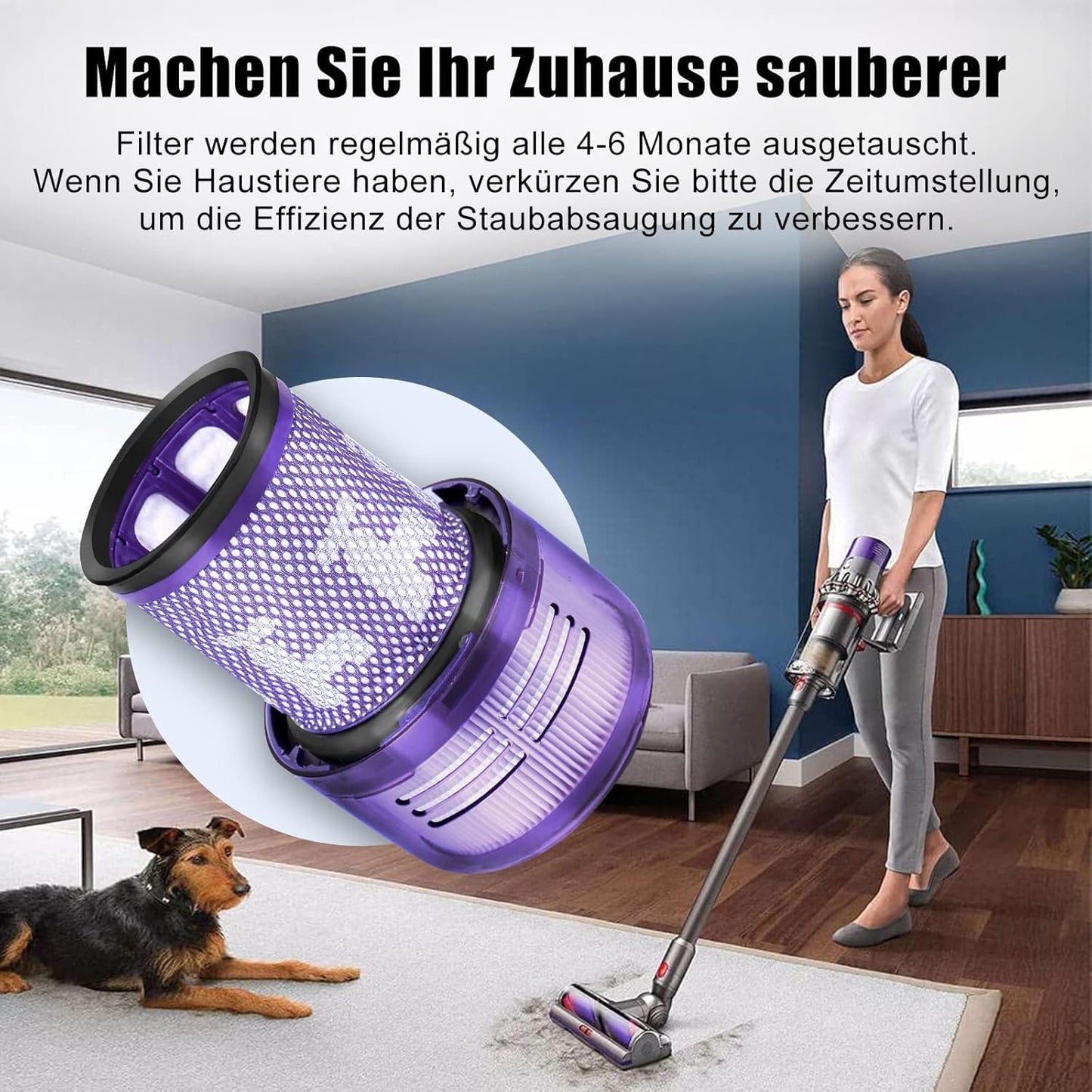 4-teiliges HEPA Filter-Set für Dyson V12, 3 Filter für Dyson V12 Detect Slim