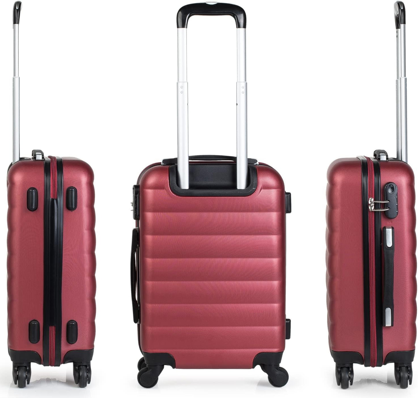 Handgepäckkoffer mit Beauty Case Set, Granat S + XS