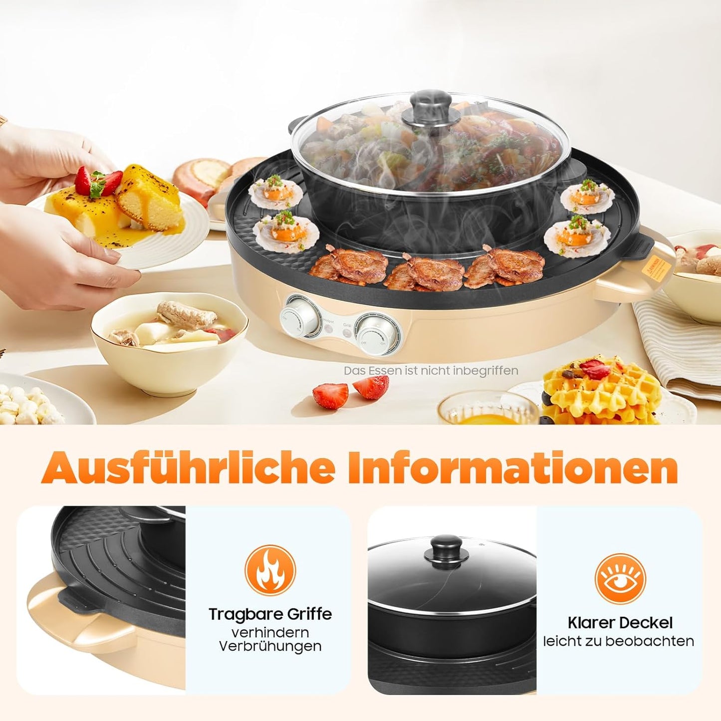 Elektrischer Hot Pot mit Grillplatte