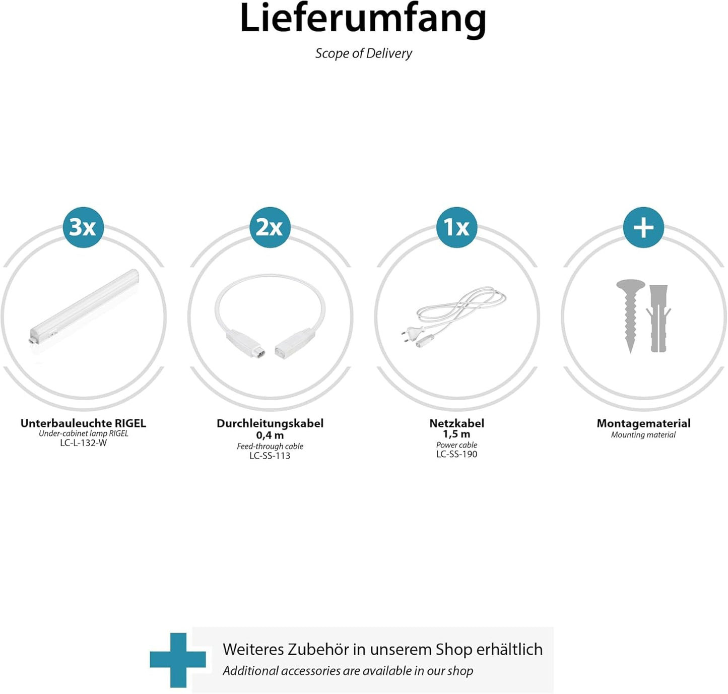 3er Set LED Unterbau-Leuchten Rigel, 3er Set 31,3cm / 445lm
