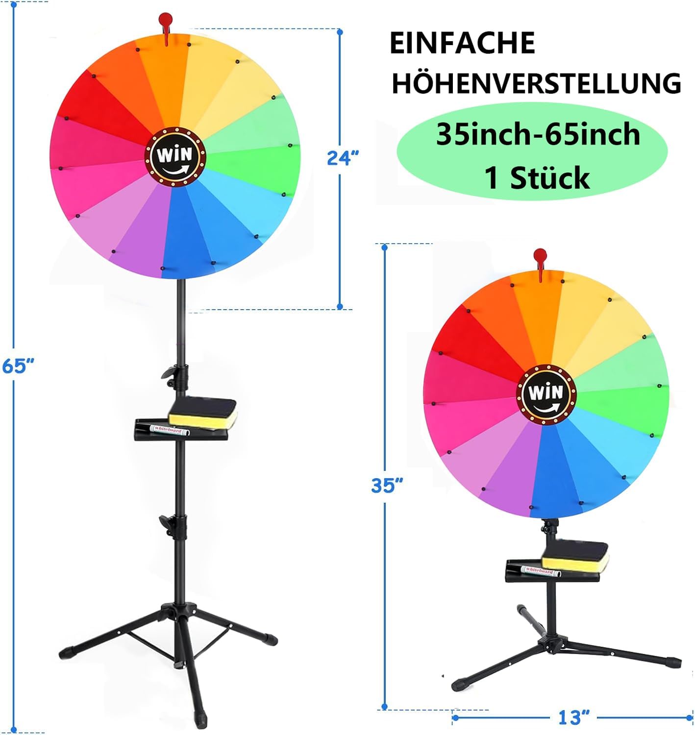 Drehbares Glücksrad mit verstellbarem Ständer