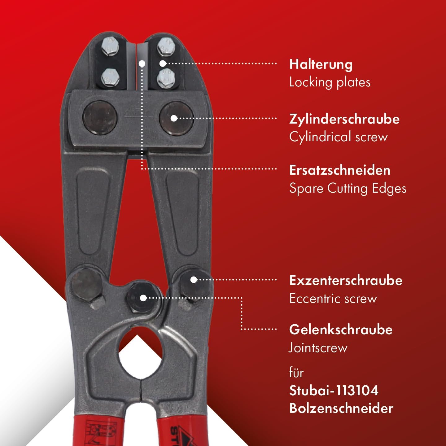 Bolzenschneider mit auswechselbaren Dreikantschneiden, 780 mm Dreikantschneider