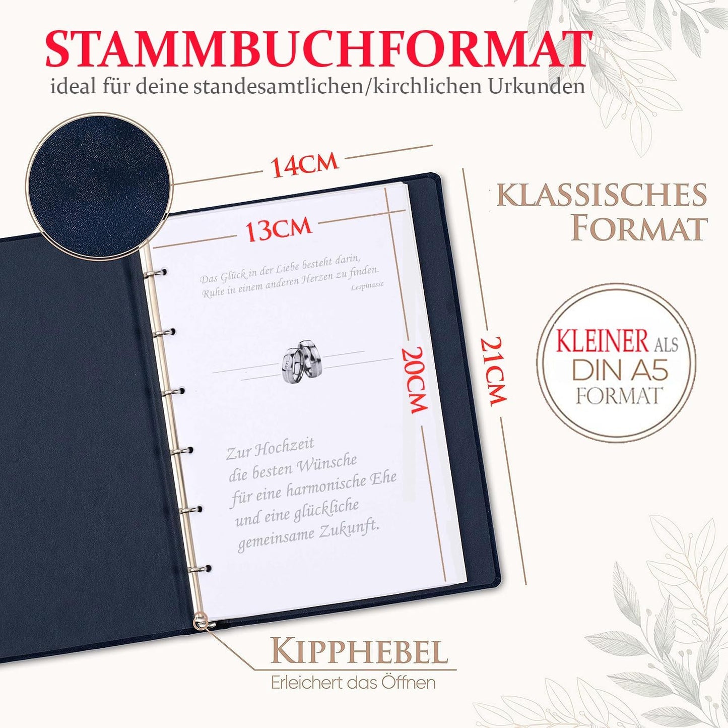Ahnenstammbuch mit Goldprägung, A5 Format