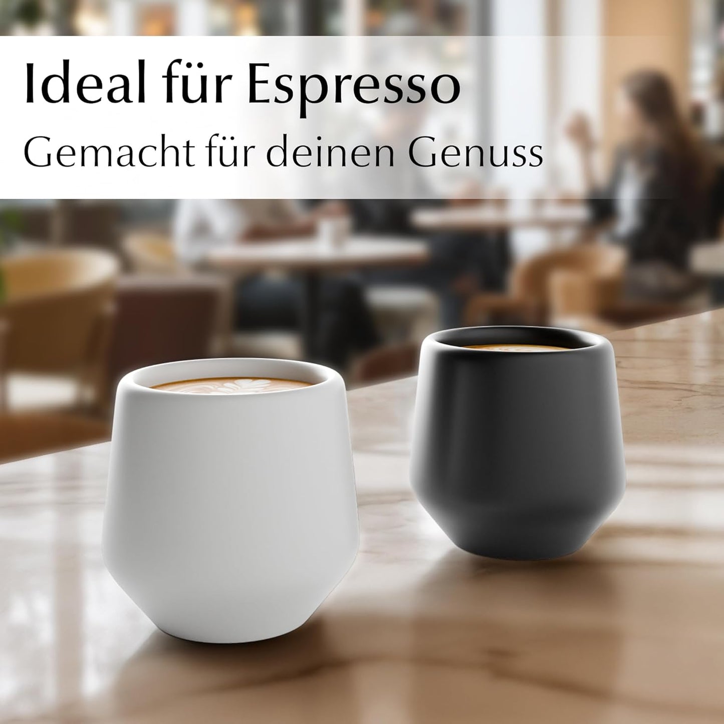 4er-Set Espressotassen ohne Henkel, Steingrau