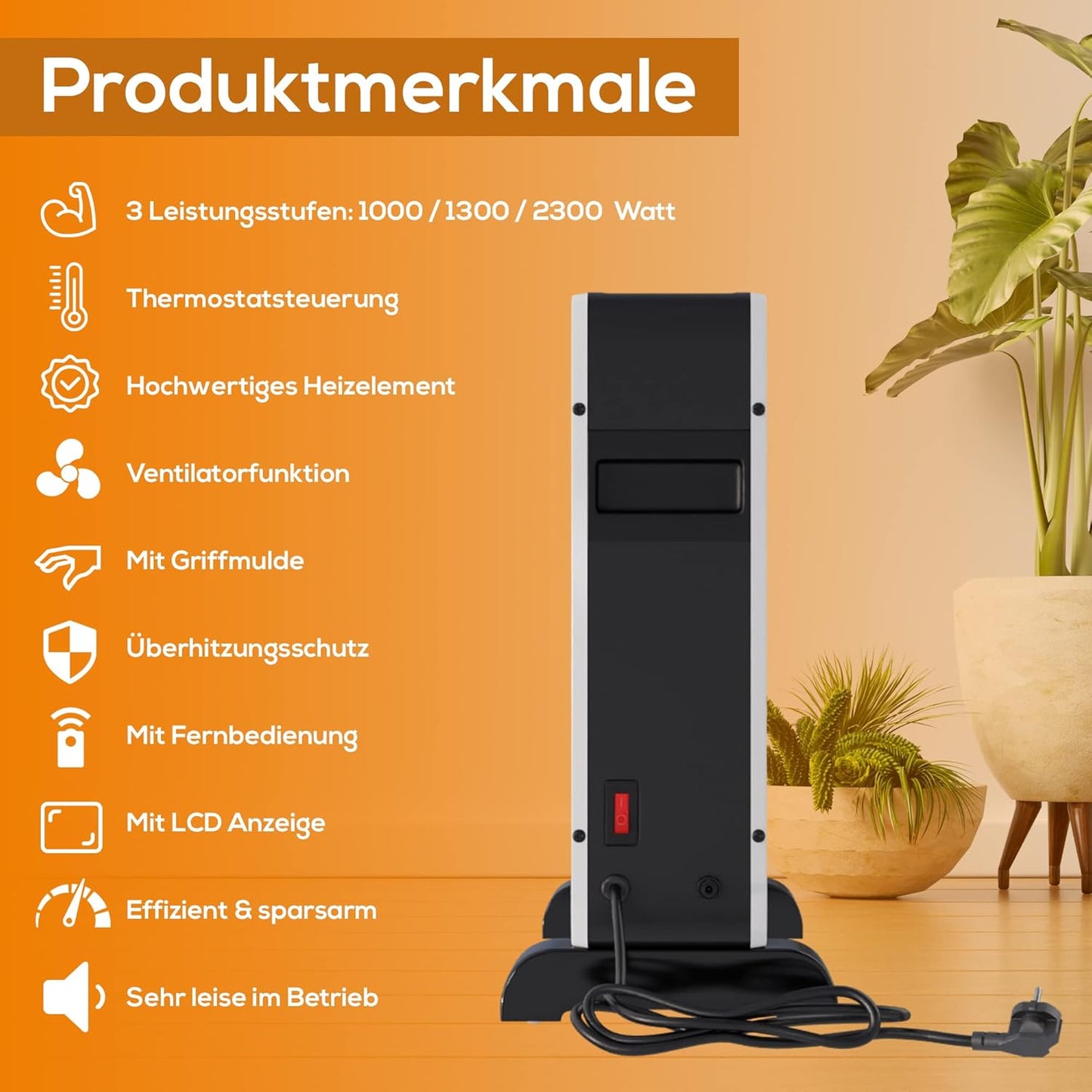 KH-102 Konvektorheizung mit Fernbedienung, KH-102 2,3kW